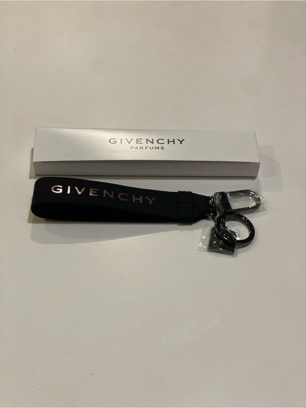 G i v e n c h y  Black Logo Wrist Keychain